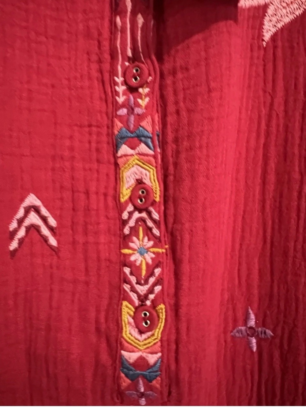 Johnny Was Size M Color Jzz (Red/Pink) Embroidered Mishti Lines Dress Elena - Picture 10 of 12